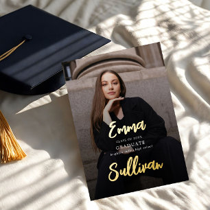 Modern Brush Script Photo High School Graduation