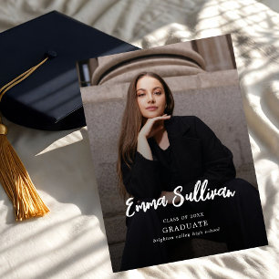 Modern Brush Script Photo High School Graduation A Announcement