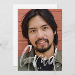 Modern Brush Script Photo Overlay 2022 Graduation Announcement