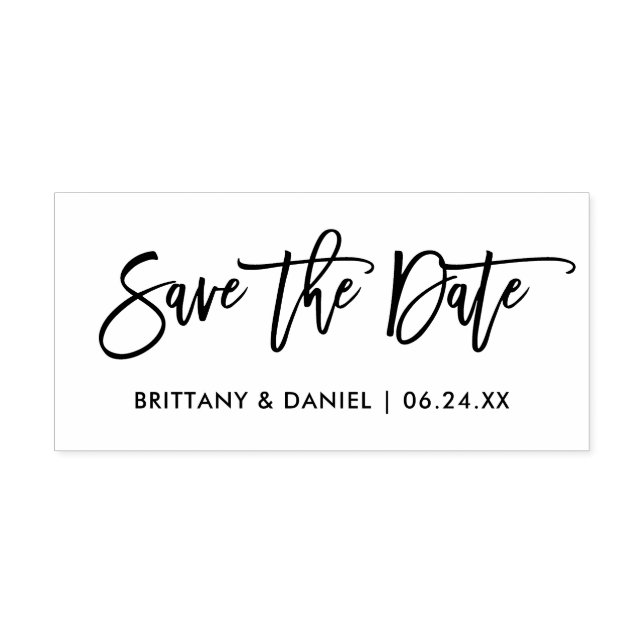 Modern Brush Script Save The Date Rubber Stamp (Imprint)