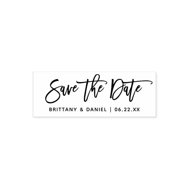 Modern Brush Script Save The Date Self-inking Stamp (Design)