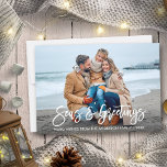 Modern Brush Script Seas and Greetings Photo Holiday Card<br><div class="desc">Modern Brush Script Seas & Greetings Family Photo Holiday Card</div>