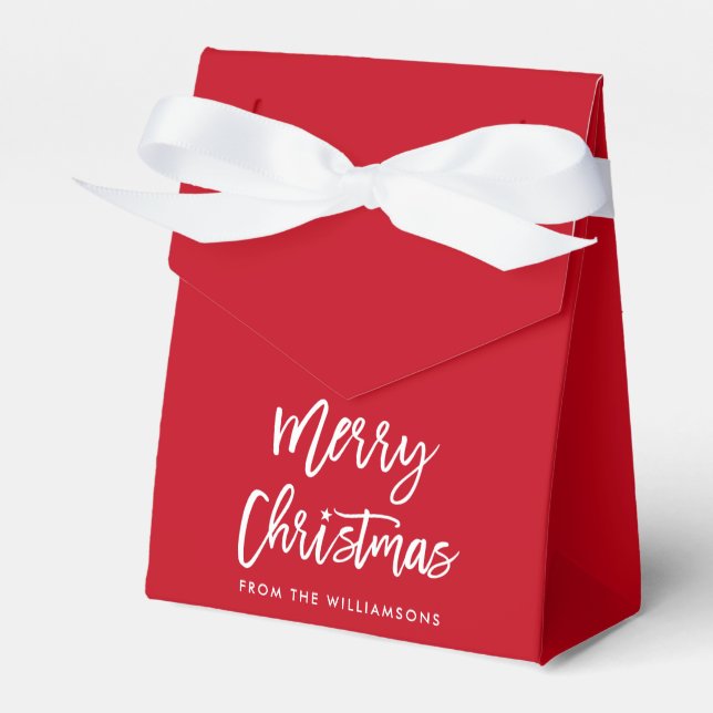 Modern Brush Script Star Merry Christmas Favor Box (Front Side)