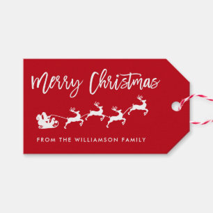 Modern Brush Script Star Santa Merry Christmas Gift Tags