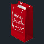 Modern Brush Script Star Santa Merry Christmas Small Gift Bag<br><div class="desc">Modern Brush Script Star Santa Merry Christmas Gift Bag - Small</div>
