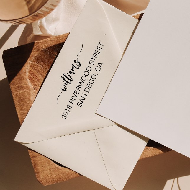 Modern Brush Script Stylish Return Address Self-inking Stamp (Creator Uploaded)
