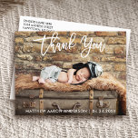 Modern Brush Script Thank You New Baby Postcard W<br><div class="desc">Modern White Brush Script New Baby Thank You Postcard</div>