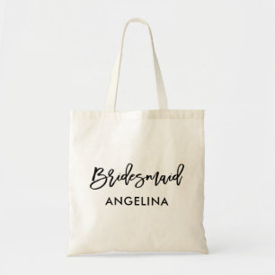 Modern Brush Script Trendy Bridesmaid Tote Bag