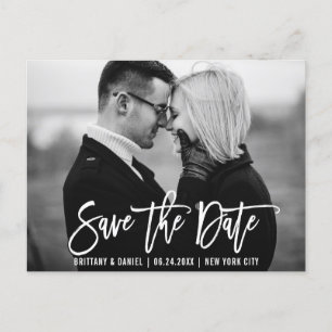 Modern Brush Script Trendy Save The Date Photo Postcard