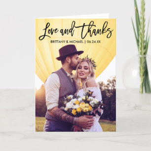 Modern Brush Script Wedding Love Thanks Folded Card