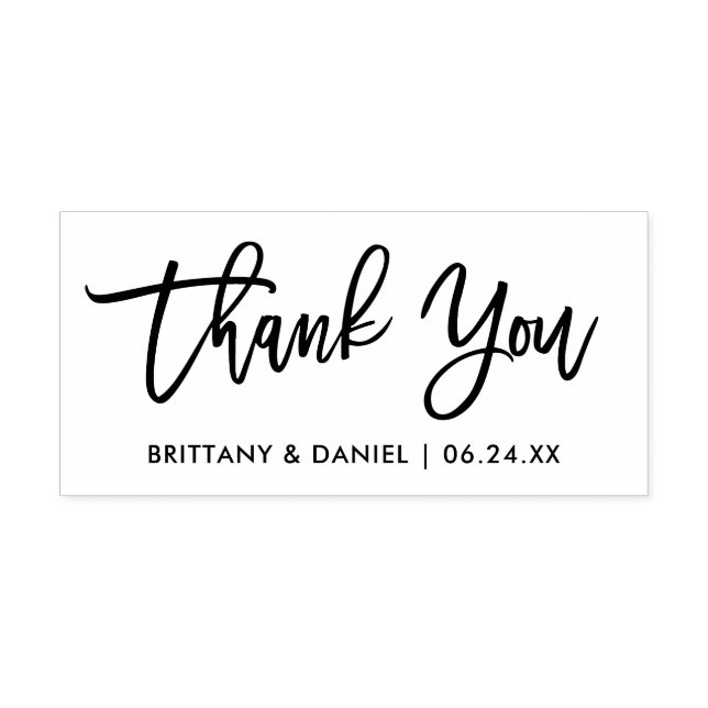Modern Brush Script Wedding Thank You Rubber Stamp (Imprint)