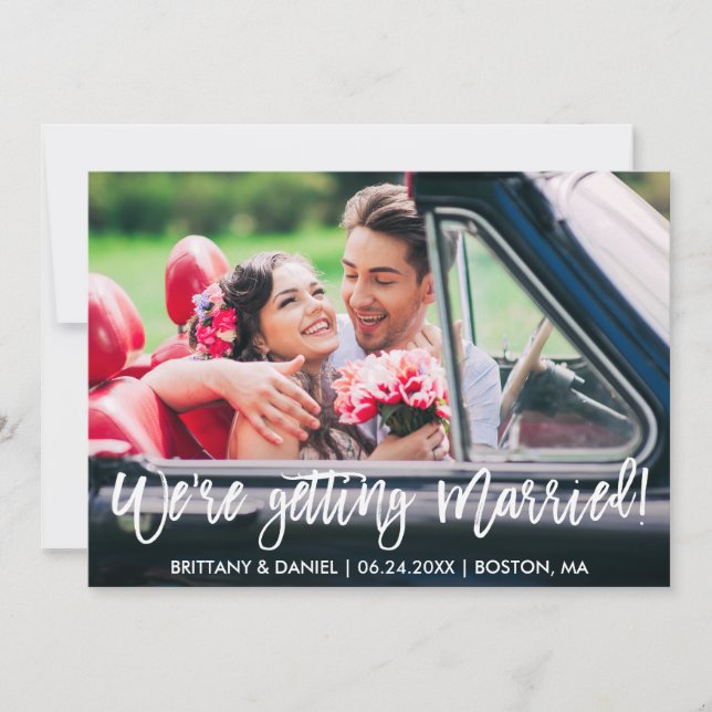 Modern Brush Script We're Getting Married Save The Date (Front)