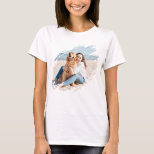 Modern Brush Stroke Custom Photo T-Shirt