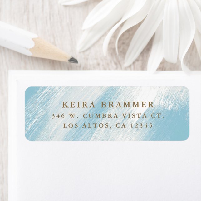 Modern Brush Strokes Aqua Blue Return Address (Insitu)
