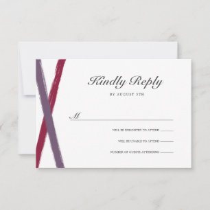 Modern Brush Strokes Wedding RSVP Lavender Berry