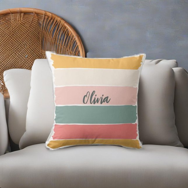 Modern Brush Strokes with Tendy Colours Throw Pillow (Creator Uploaded)
