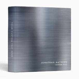 Modern Brushed Metal Black Silver Grey Binder