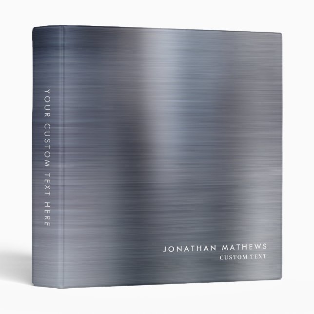 Modern Brushed Metal Black Silver Grey Binder (Front/Spine)