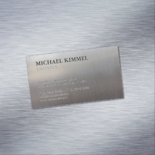 Modern Brushed Metal Look Customizable Magnetic Business Card