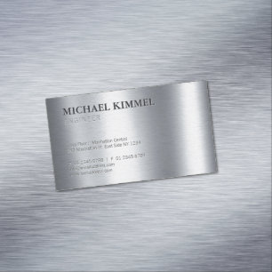 Modern Brushed Metal Look Customizable Magnetic Business Card