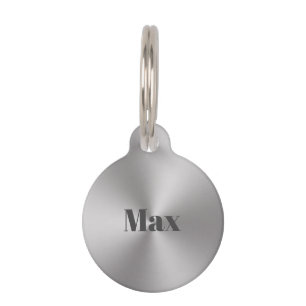Modern Brushed Metal Look Phone Number and Name Pet Tag