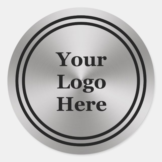 Modern Brushed Metal Look Your Logo Here Template Classic Round Sticker (Front)