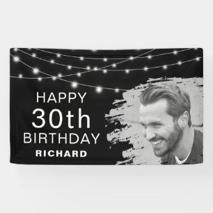 Modern Brushed Photo Effect Birthday  Banner
