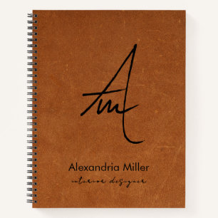 Modern Brushed Script Monogram Notebook