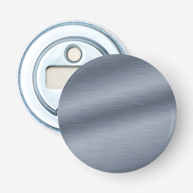 Modern Brushed Steel Look Button Bottle Opener (Front)