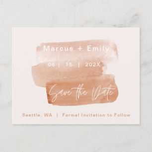 Modern Brushstroke Minimalist Save The Date Announcement Postcard