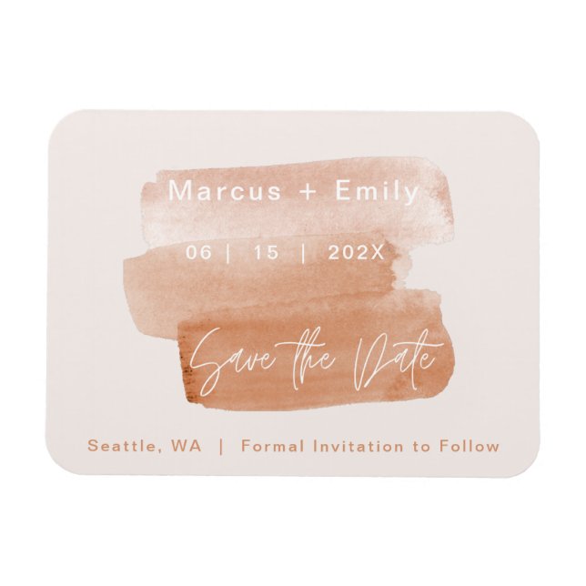 Modern Brushstroke Minimalist Save The Date   Magnet (Horizontal)