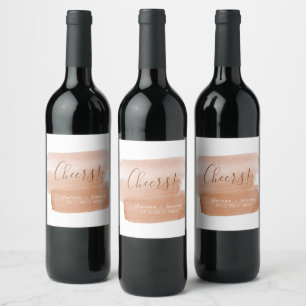 Modern  Brushstroke Minimalist  Wedding Wine Label
