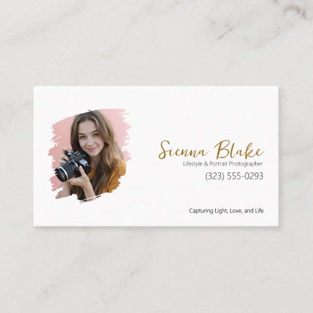 Modern Brushstroke Photo Photographer Business Card (Front)