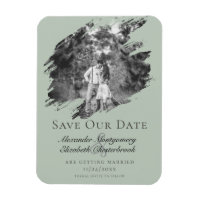 Modern Brushstroke Photo Save the Date Sage Green