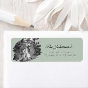 Modern Brushstroke Photo Wedding   Sage Green