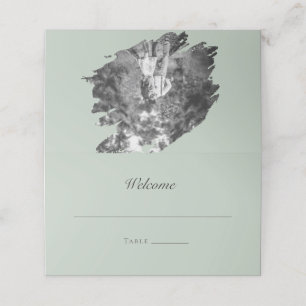 Modern Brushstroke Photo Wedding   Sage Green Place Card
