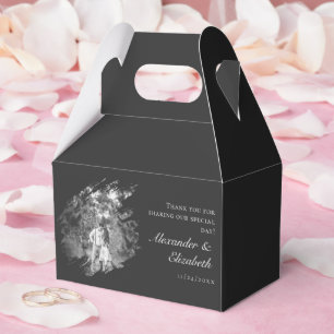 Modern Brushstroke Photo Wedding Soft Black Favor Box