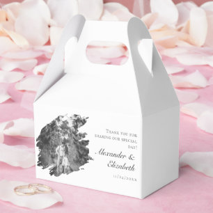Modern Brushstroke Photo Wedding   White Favor Box