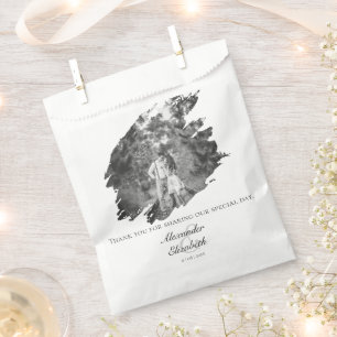 Modern Brushstroke Photo Wedding   White Favour Bag