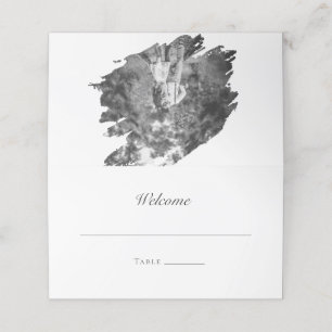 Modern Brushstroke Photo Wedding   White Place Card