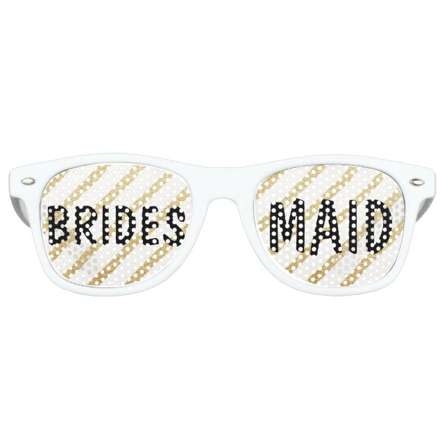 Modern brushstrokes gold stripe wedding Bridesmaid Retro Sunglasses (Front)