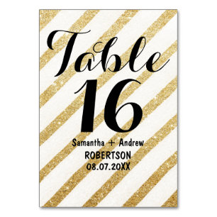 Modern brushstrokes gold stripes table number