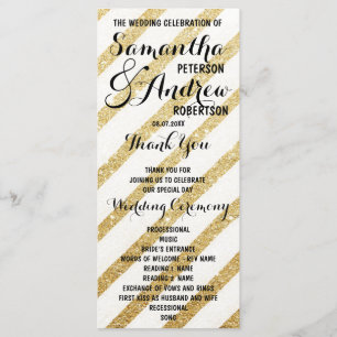 Modern brushstrokes gold stripes Wedding Program