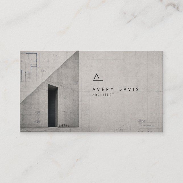 Modern Brutalist Concrete Architect Business Card (Front)