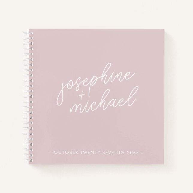 Modern Bubblegum Minimal Wedding Guest Book (Front)