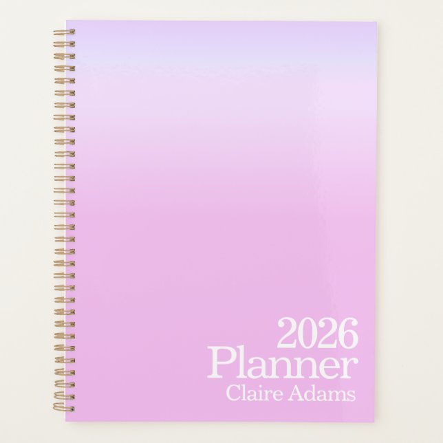 Modern Bubblegum Pink Ombre Planner (Front)