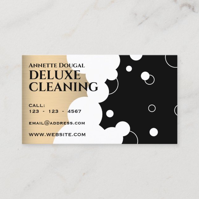 Modern bubbles pattern faux metallic business card (Front)