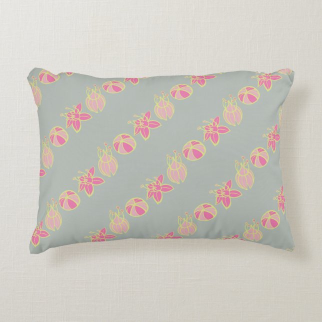 Modern Bud & Flower Bold Pattern Accent Pillow (Front)