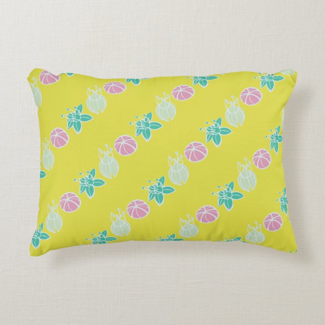 Modern Bud & Flower Bold Pattern Accent Pillow (Front)