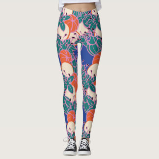 Modern Bud & Flower Bold Pattern Athleisure Leggings